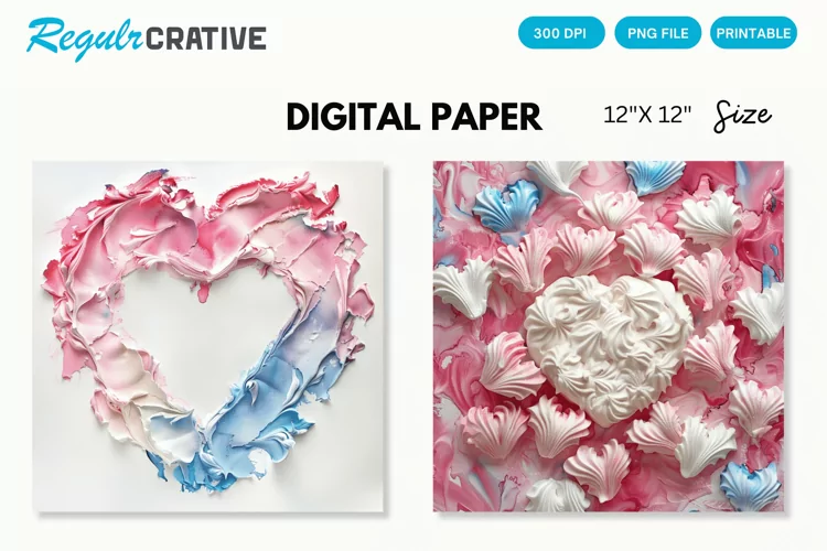 Watercolor Heart shaped Meringue Digital Paper