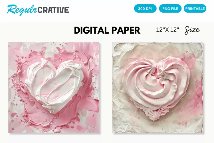 Watercolor Heart shaped Meringue Digital Paper