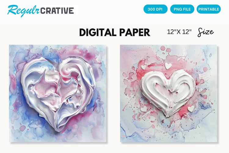 Watercolor Heart shaped Meringue Digital Paper