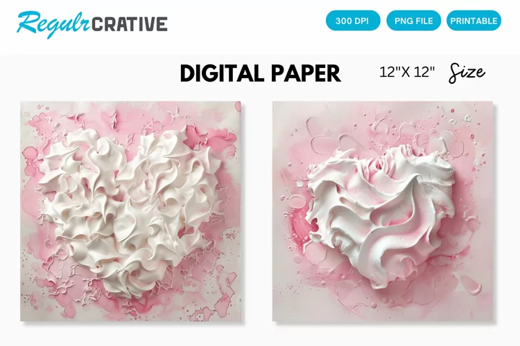 Watercolor Heart shaped Meringue Digital Paper