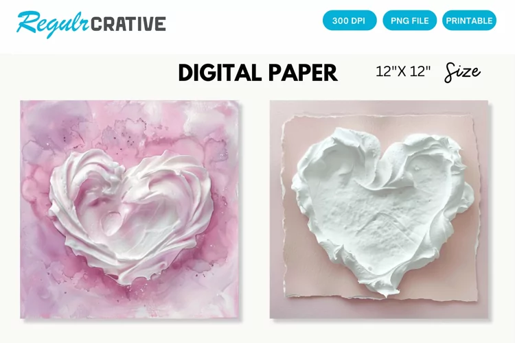Watercolor Heart shaped Meringue Digital Paper