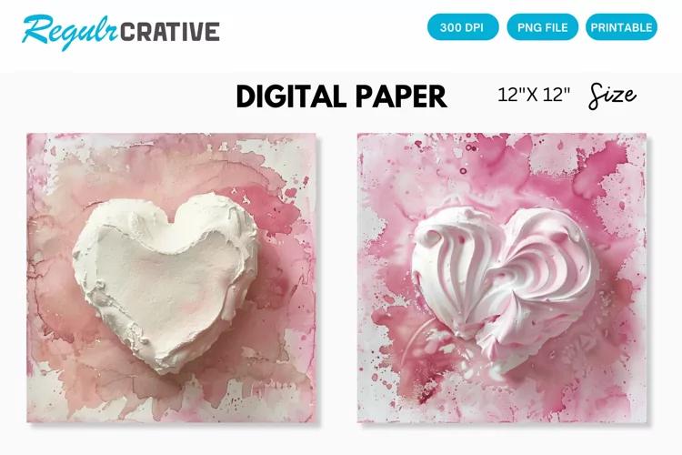 Watercolor Heart shaped Meringue Digital Paper