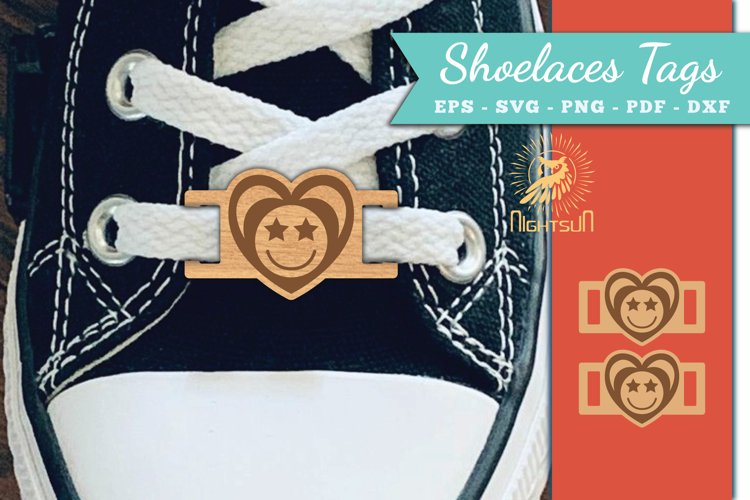 Heart Smile Shoelaces Tags Laser Cut SVG