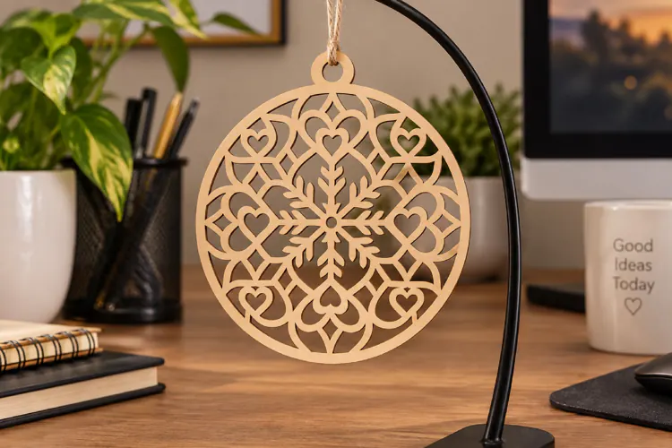 Heart Snowflake Ornament Laser SVG File