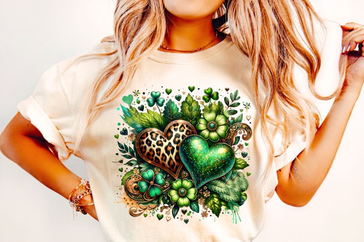 St Patricks Day Hearts PNG, Lucky Day PNG, Shamrock PNG