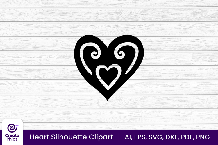 heart clipart silhouette love sublimation SVG | romantic