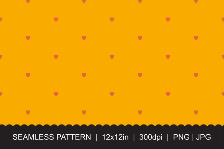Seamless Heart Pattern with Mini Red Hearts on Orange