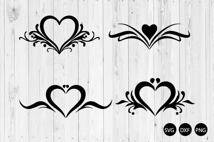 Wedding Dividers SVG, Heart Wreath SVG, Doodle Heart SVG