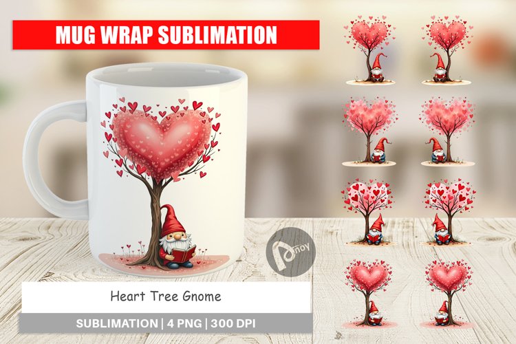 Mug Wrap Design Heart Tree Gnome example image 1