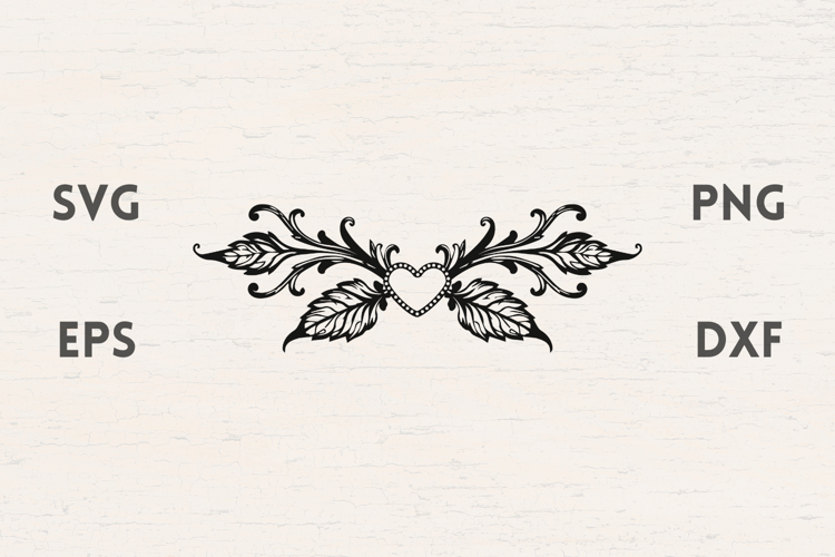 Heart Botanical Divider SVG