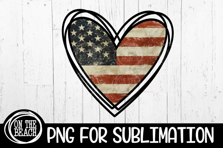 Vintage Flag Heart Valentine PNG 300 DPI Sublimation