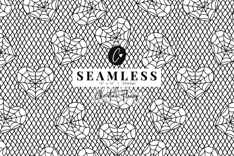 Seamless Heart Web Lace Pattern | Halloween PNG