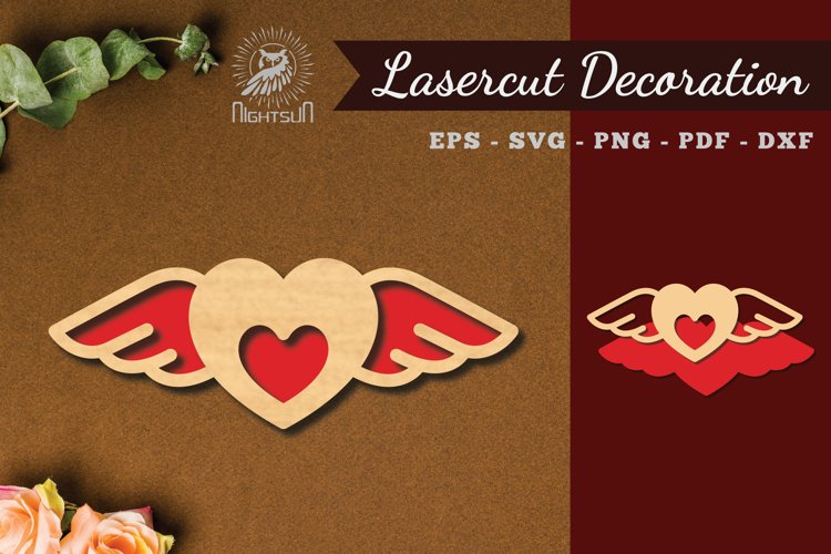 Heart Wings Laser Cut Decoration example image 1