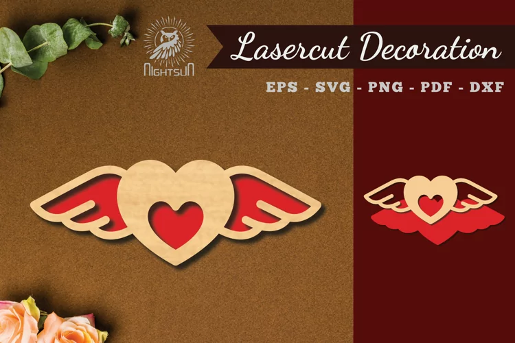 Heart Wings Laser Cut Decoration