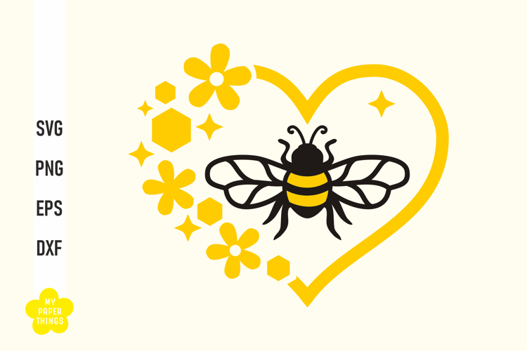 Bee Svg, Heart Svg, Summer cut files