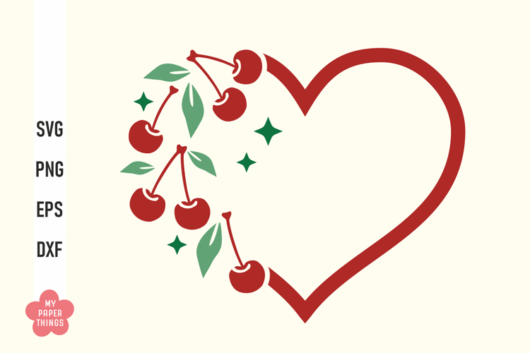 Cherry Svg, Heart Svg, Summer cut files