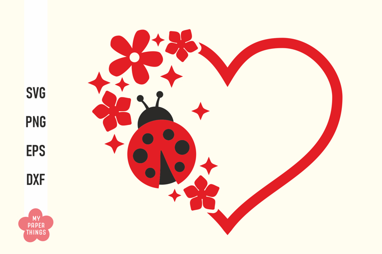 Ladybug Svg, Heart Svg, Summer cut files