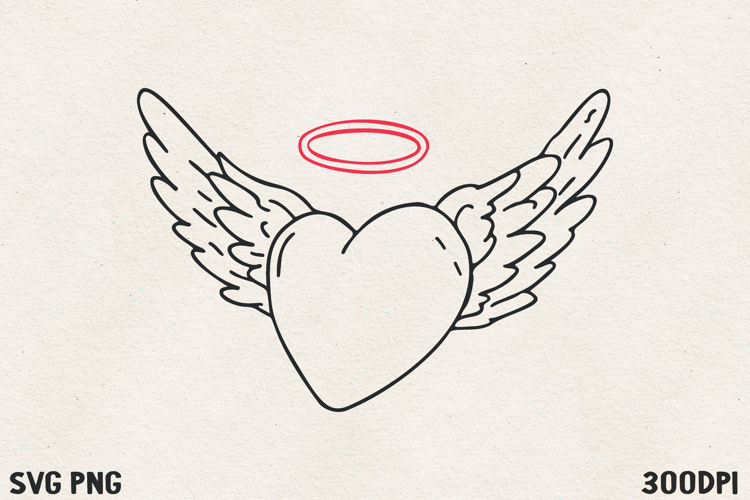 Angel Heart with Wings SVG PNG | Romantic Valentine Love