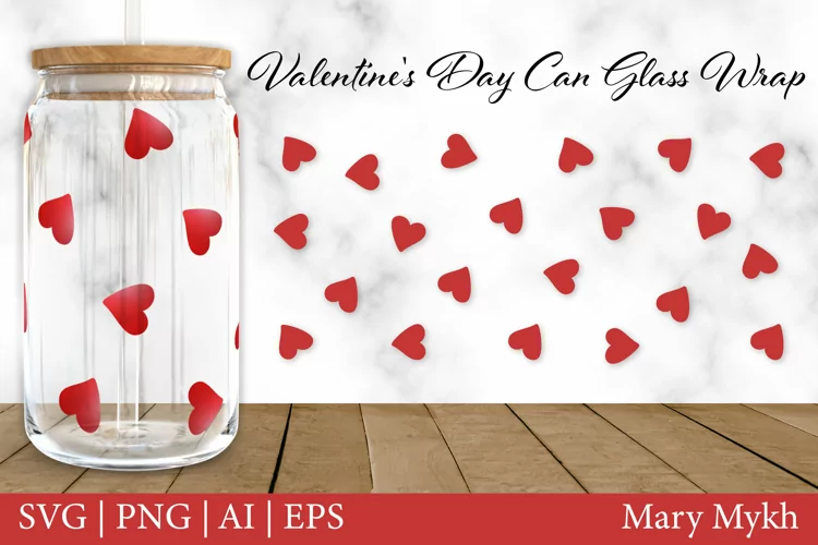 Heart Wrap For Libbey Can Glass SVG | Valentine's Day SVG