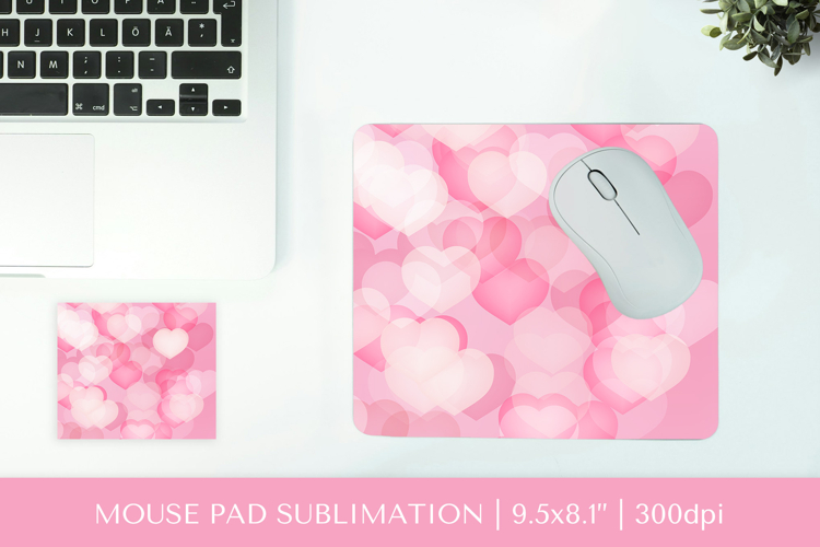 Pink hearts mouse pad sublimation. Valentines design PNG 004
