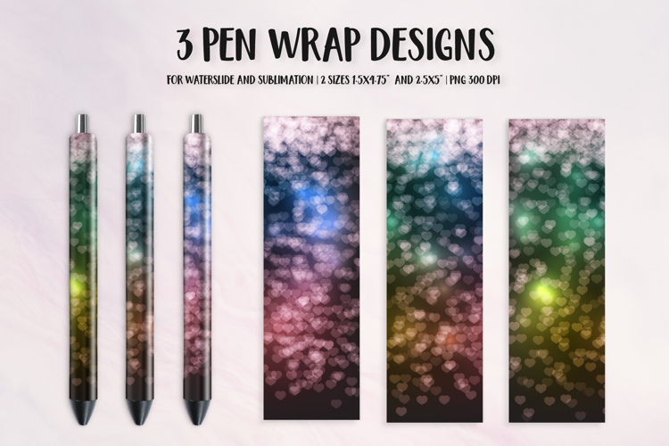 Hearts Pen Wrap Sublimation or Waterslide. Valentine Pen 026