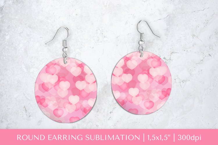 Valentines earring sublimation. Hearts round earrings 018