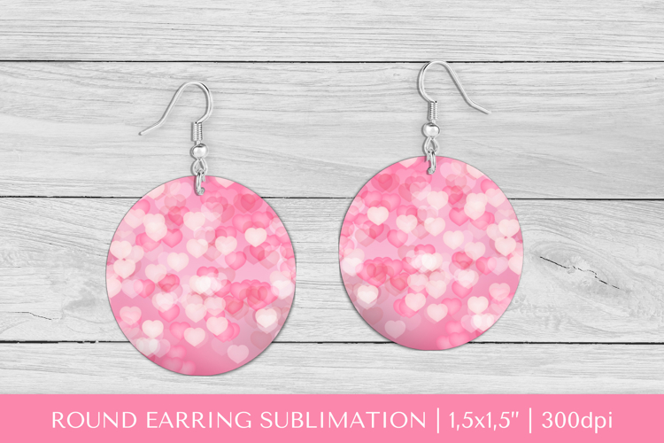 Valentines earring sublimation. Hearts round earrings 028