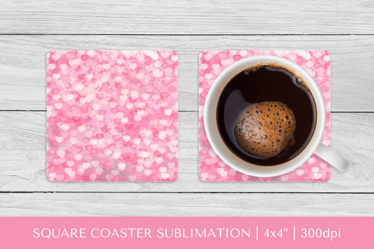 Hearts square coaster sublimation. Valentines coaster 015