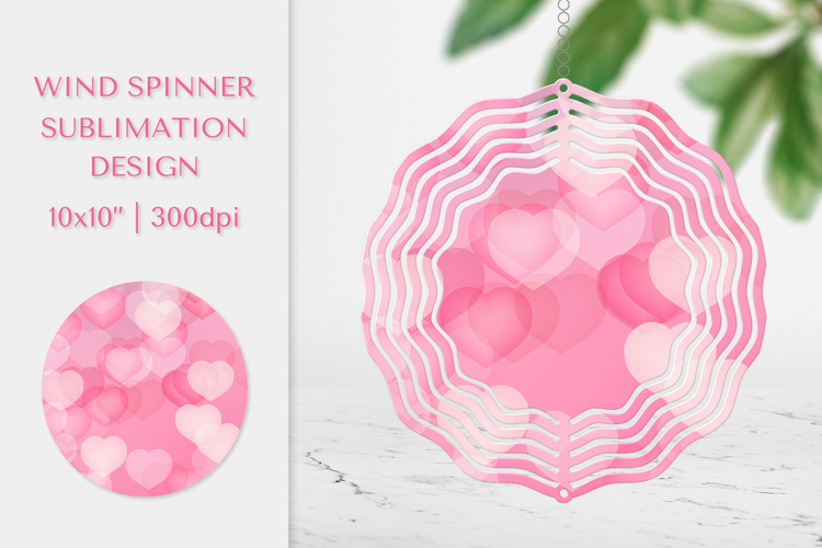 Hearts Wind Spinner Sublimation. Valentines Design PNG 014