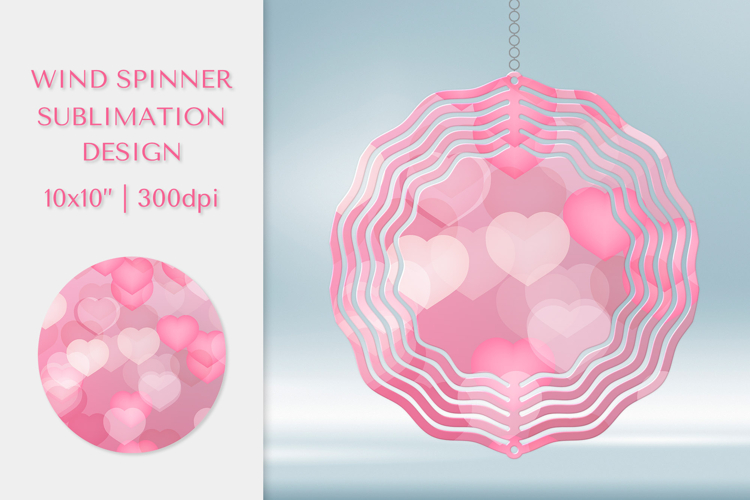 Hearts Wind Spinner Sublimation. Valentines Design PNG 015