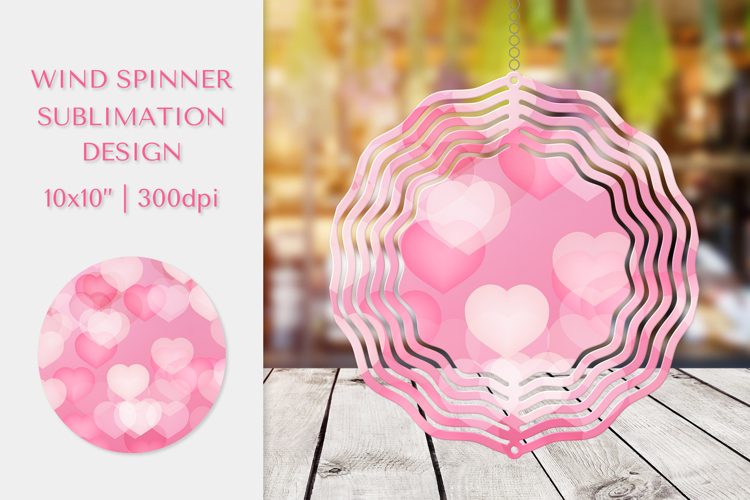 Hearts Wind Spinner Sublimation. Valentines Design PNG 017