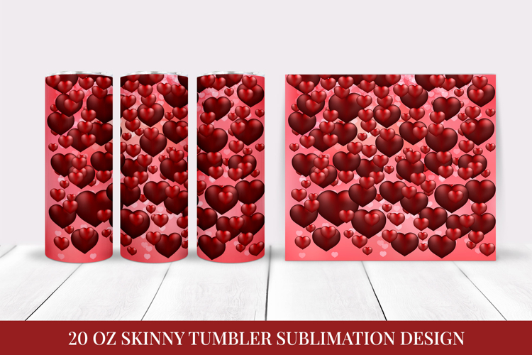 Red hearts tumbler sublimation wrap. Valentines Day tumbler