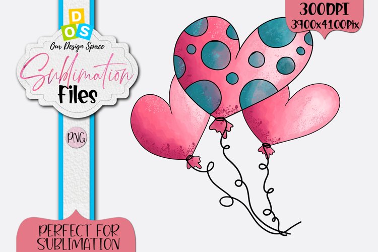 cover image of a 3 watercolor balloons in shapes of heart. Two pink one with blue polka dots. 