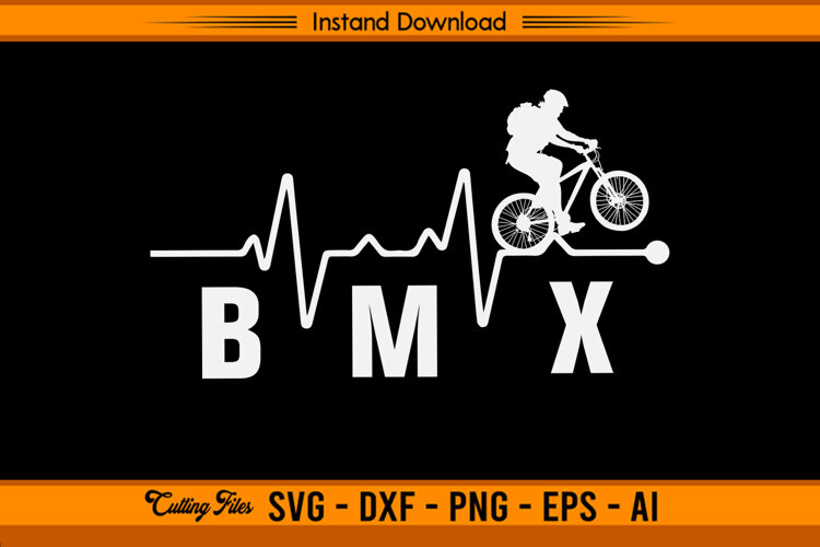 Heartbeat BMX Biker SVG Design for Cycling Lovers example image 1