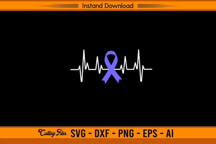 Heartbeat Stomach Cancer Awareness Ribbon SVG