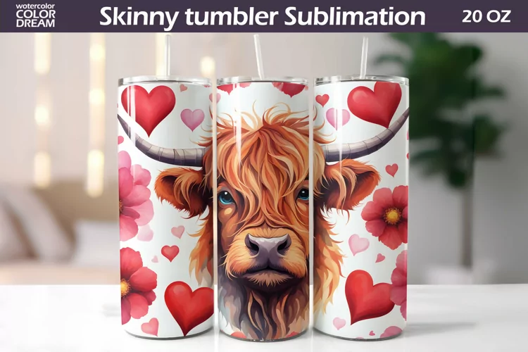 Highland Cow Valentine Tumbler | Valentines Day Tumbler