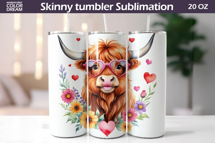 Cute Highland Cow Valentine Tumbler | Valentines Day Tumbler
