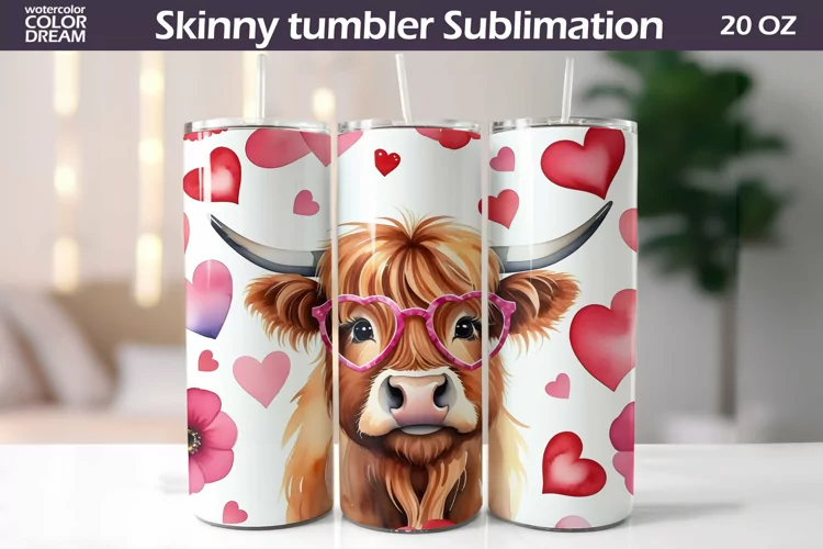Cute Highland Cow Valentine Tumbler | Valentines Day Tumbler