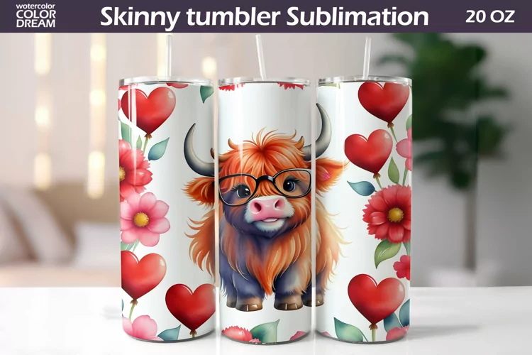 Cute Highland Cow Valentine Tumbler | Valentines Day Tumbler