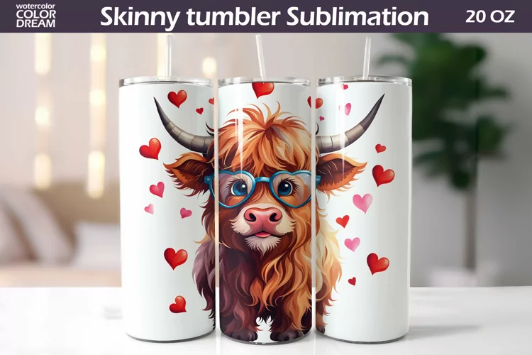Cute Highland Cow Valentine Tumbler | Valentines Day Tumbler