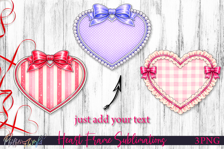 Romantic Bow Heart Frames | Coquette Valentine Sublimation