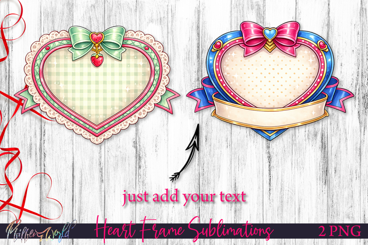 Elegant Bow Heart Frames | Romantic Coquette Sublimation