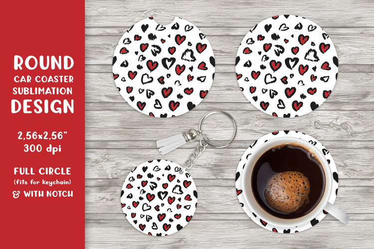 Heart leopard car coaster sublimation. Round coaster 006