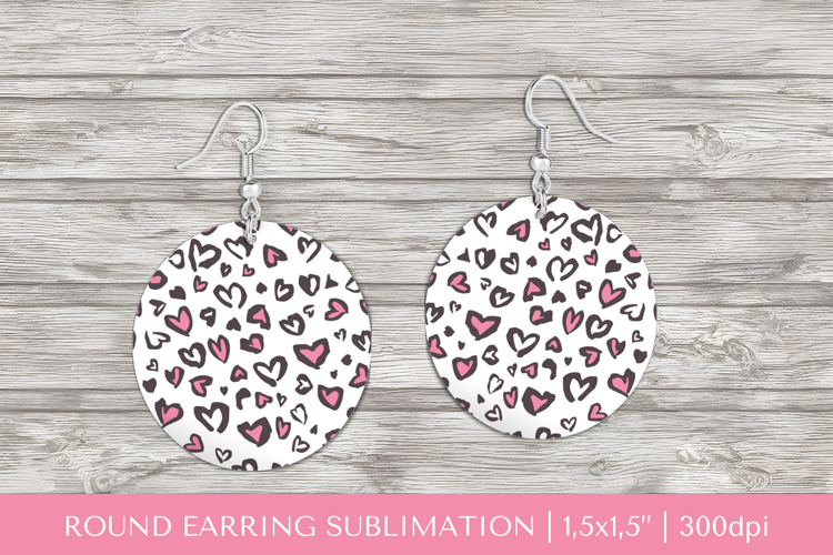 Hearts Leopard earring sublimation. Valentines earrings 008