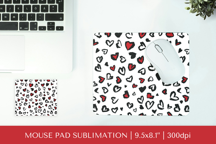Heart Leopard mouse pad sublimation. Valentines design 004