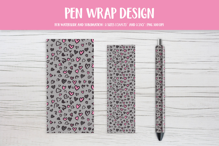 Heart Leopard Pen Wrap Sublimation, Valentines Pen Design 05