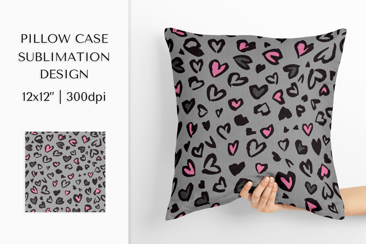Heart Leopard Pillow Case Sublimation. Valentines Pillow 002