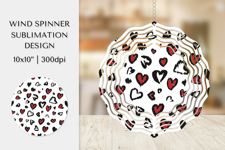 Heart Leopard Wind Spinner Sublimation. Valentines Design 06