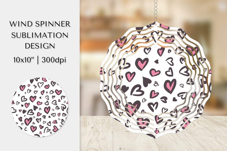Heart Leopard Wind Spinner Sublimation. Valentines Design 07