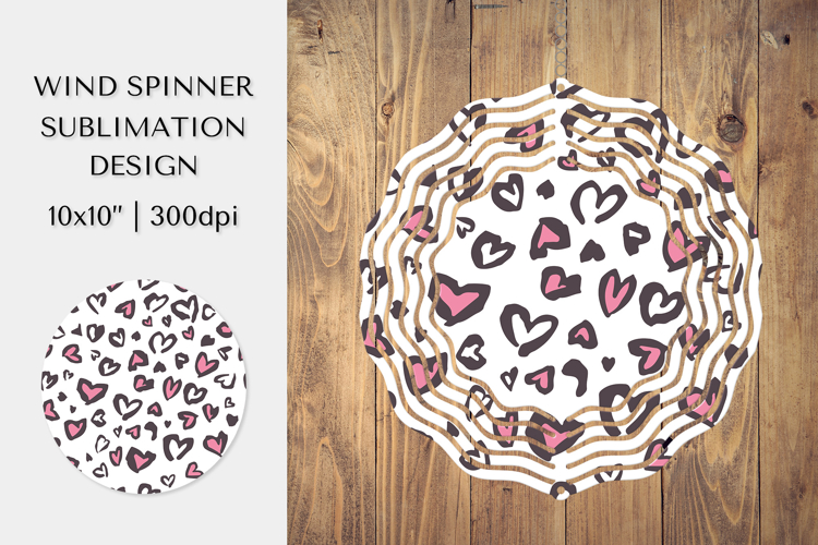 Heart Leopard Wind Spinner Sublimation. Valentines Design 08